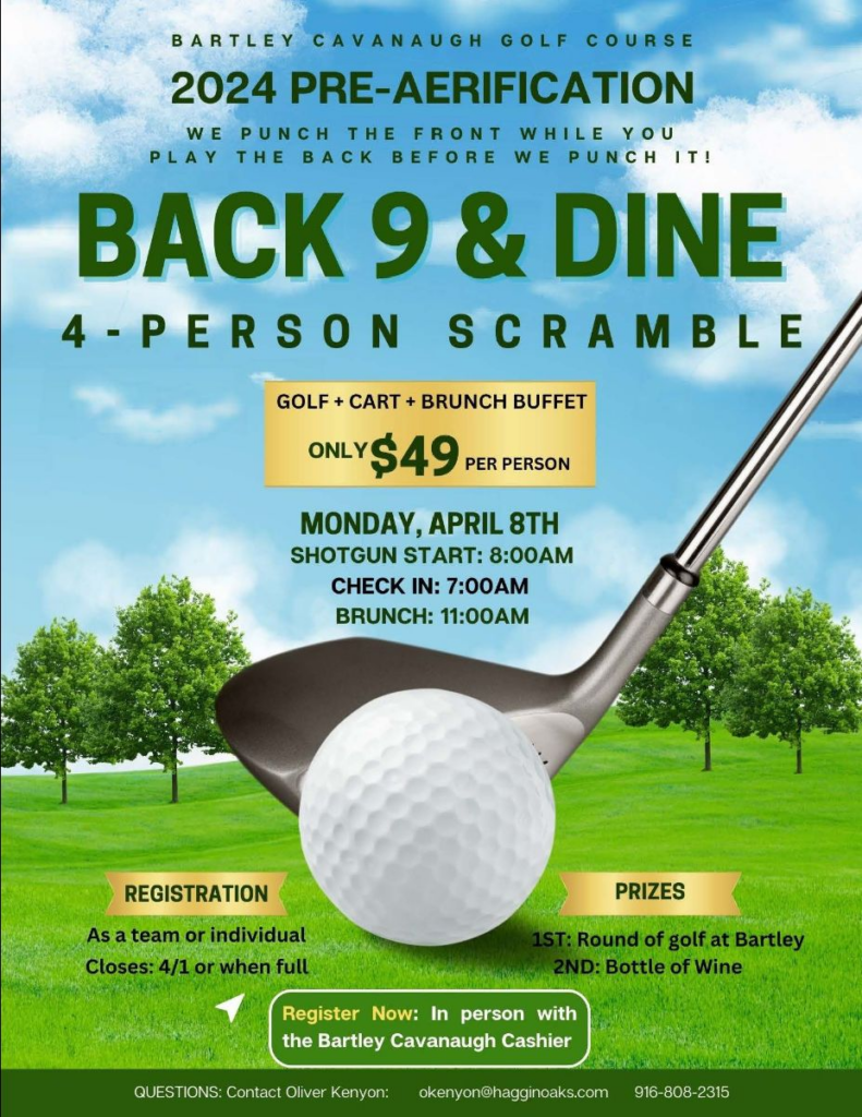 Back 9 & Dine $49 for cart and breakfast